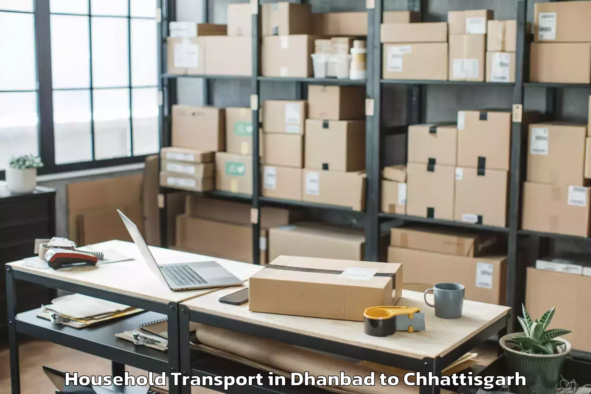 Book Dhanbad to Gaurela Household Transport Online